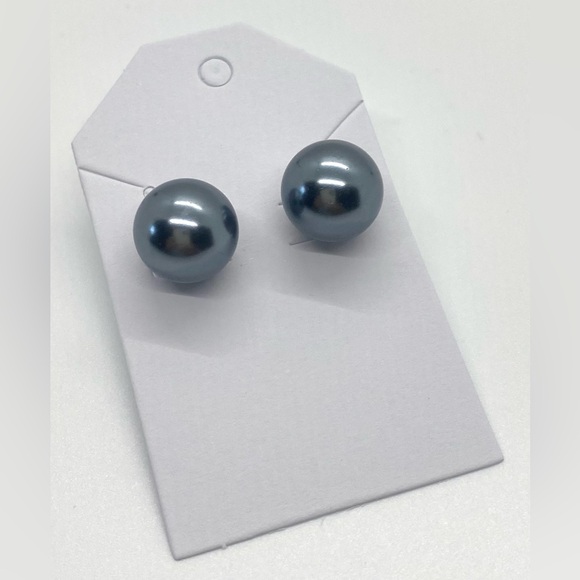 Gray Large Pearl Stud Earrings Preppy Classic Traditional Party Retro Feminine - Picture 7 of 8